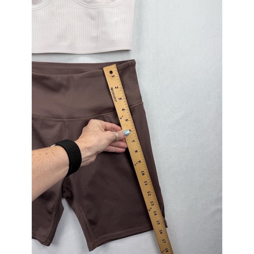 Set of Fanka Body Sculpt Bra Tank Lift Top M Cream Biker Shorts Brown Gym Active - Picture 9 of 15